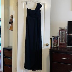 NWT Nicole Miller Black One Shoulder Chiffon Silk Dress. Size 4.